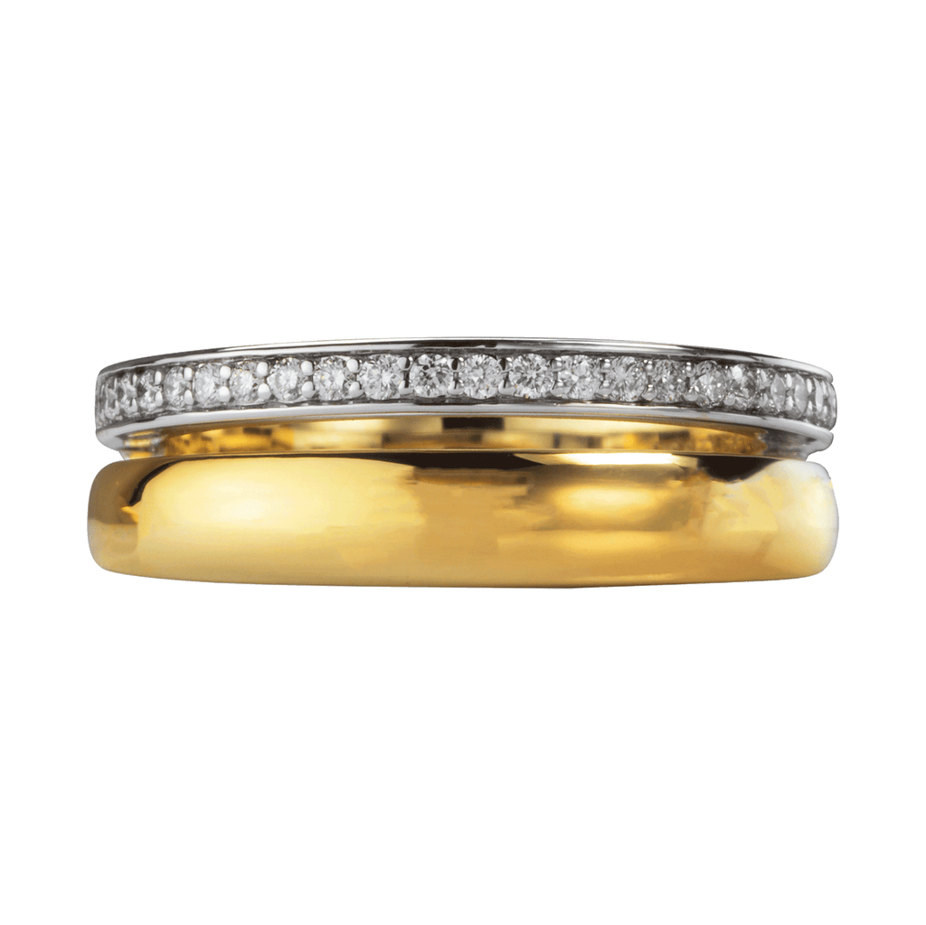 Elaine Firenze Ring 585 Weißgold und Gelbgold mit Diamanten 0,21 Carat Größe 54