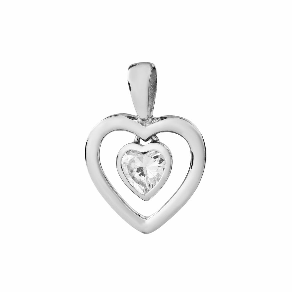 Basic 925 Silber Herzanhänger mit Zirkonia Herz
