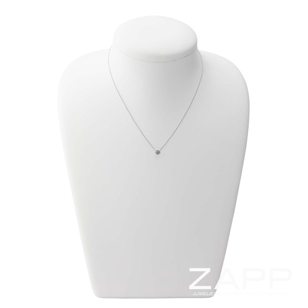 Zartes Collier aus 585 Weißgold mit Zirkonia Anhänger