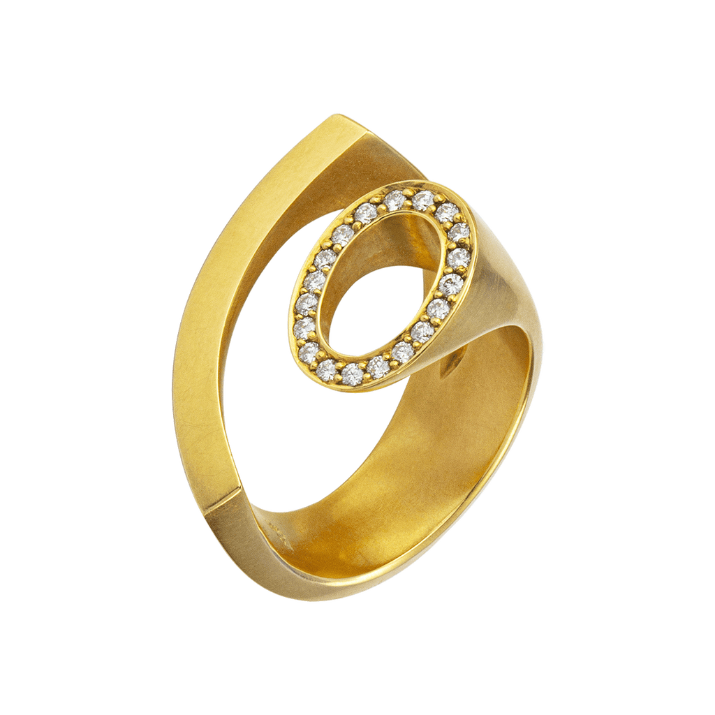 Angela Hübel Ring Sunrise Gelbgold mit 0,22 Carat Brillanten