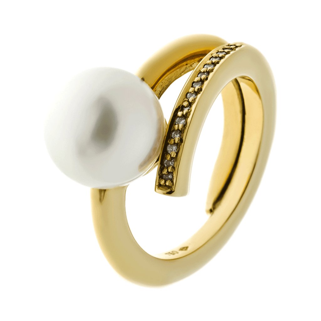 Ring 750 Gelbgold mit Brillanten 0,07 ct. und Südseeperle