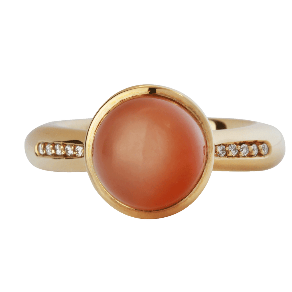 Ring aus 585 Gelbgold mit Mondstein und Diamanten