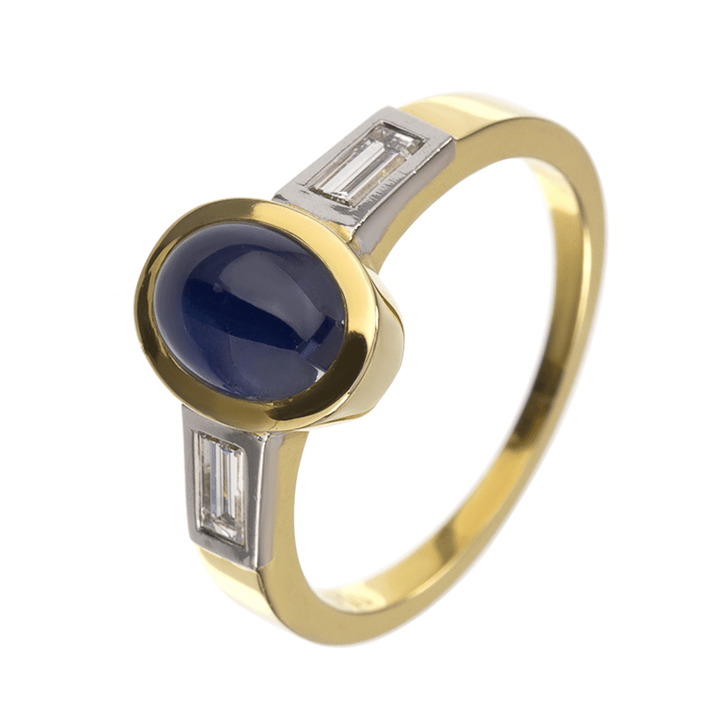 Ring Bicolor Saphir mit Baguette Diamenten Gr.54