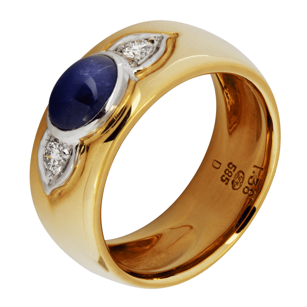 Damenring 585 Gelbgold mit Brillant 0,12 ct. und Safir