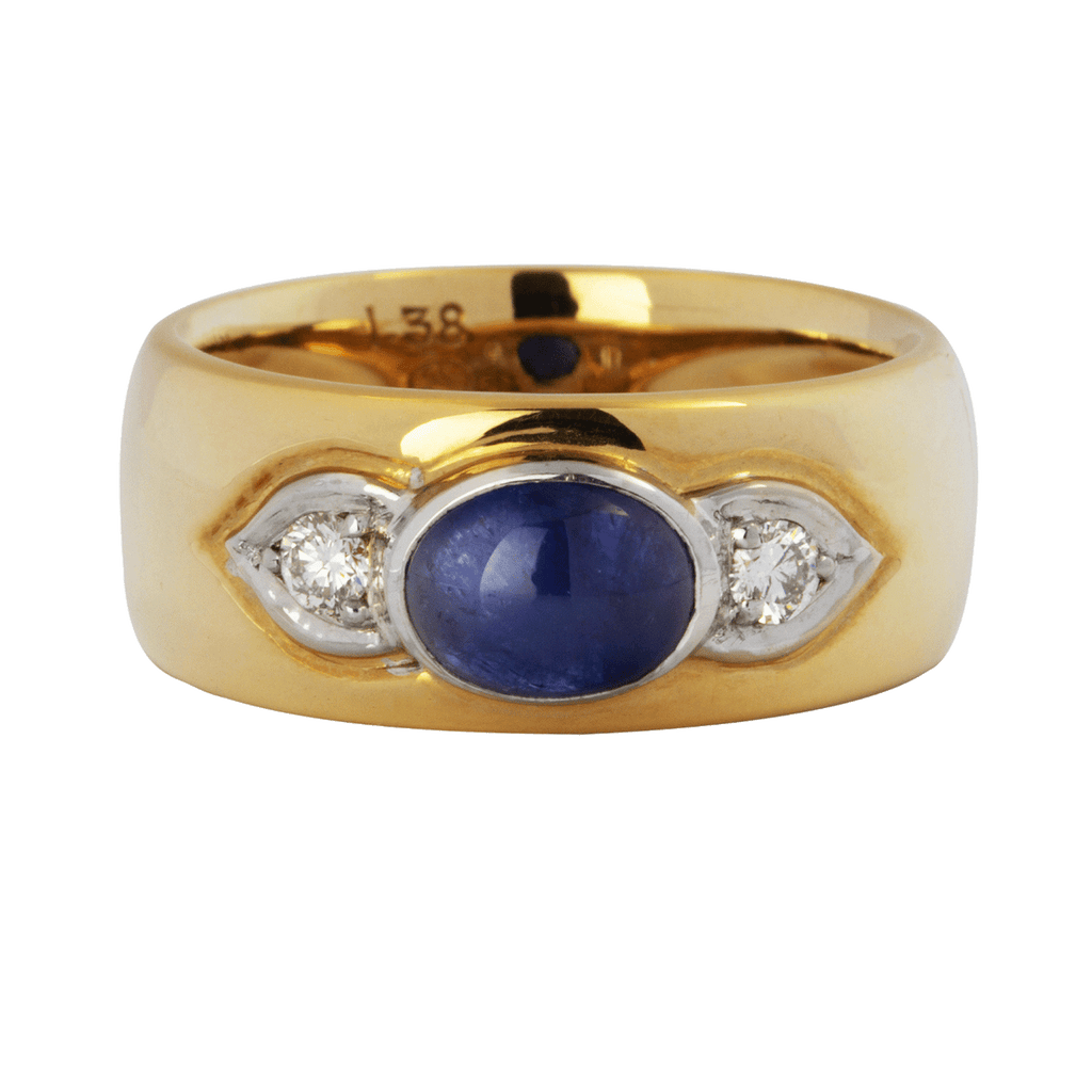 Damenring 585 Gelbgold mit Brillant 0,12 ct. und Safir