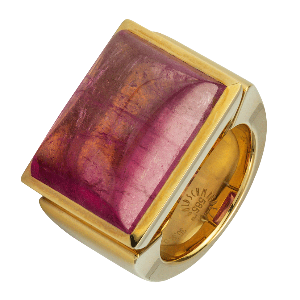 Ring 585 Gelbgold mit 30,38 Carat rosa Turmalin