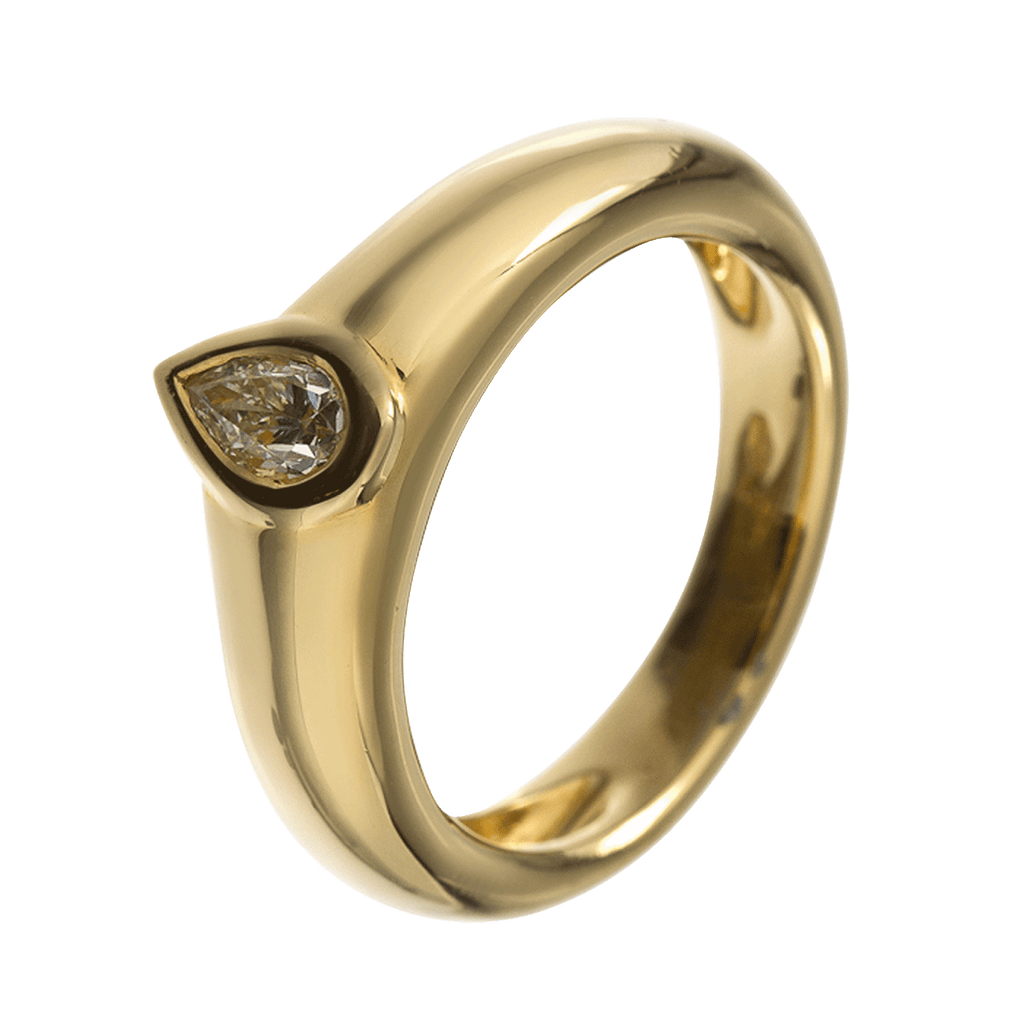 Ring 750 Gelbgold mit 0,35 Karat Tropfen Diamant