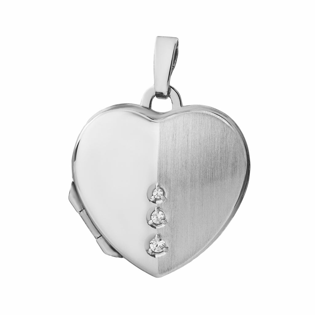 Basic Silber Herz Medaillon Zirkonia mit Gravur