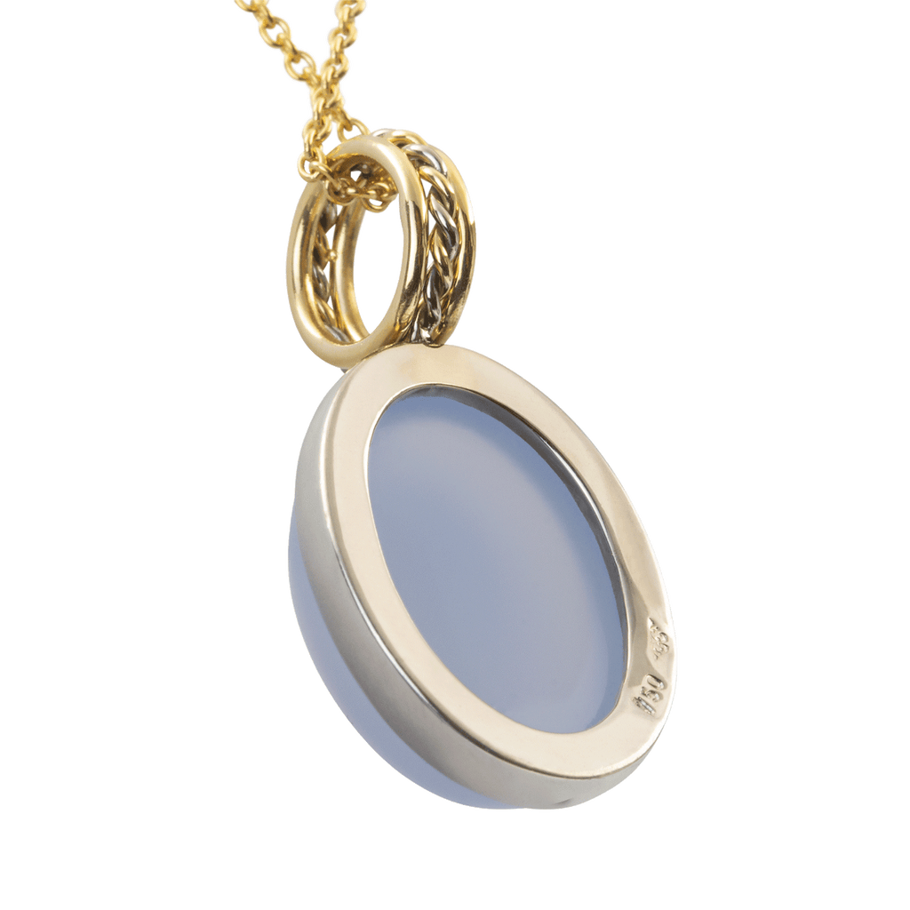 Anhänger Oval 750 Weißgold Gelbgold mit Calcedon