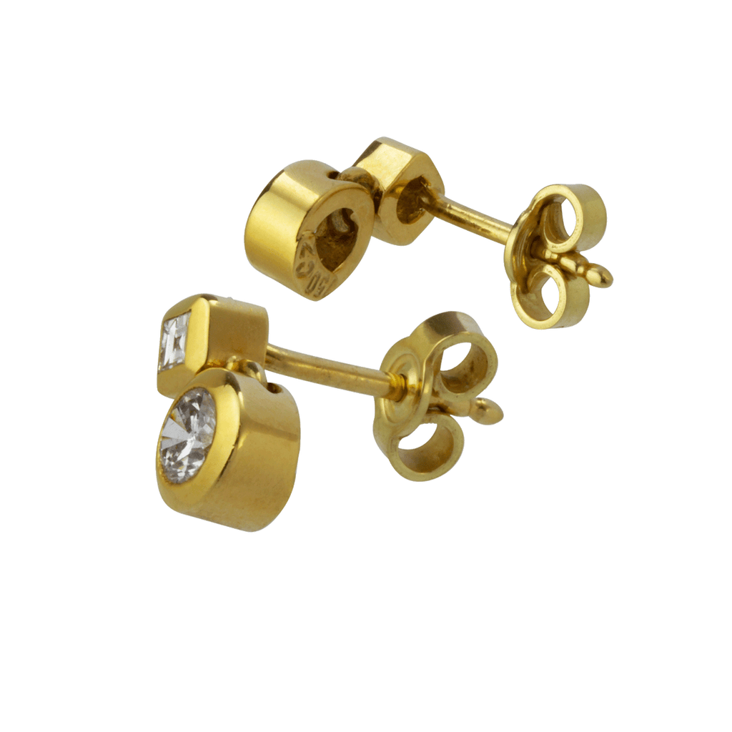 Ohrstecker mit 2 Zargenfassung 750 Gelbgold und 4 Brillanten 0,61 ct.