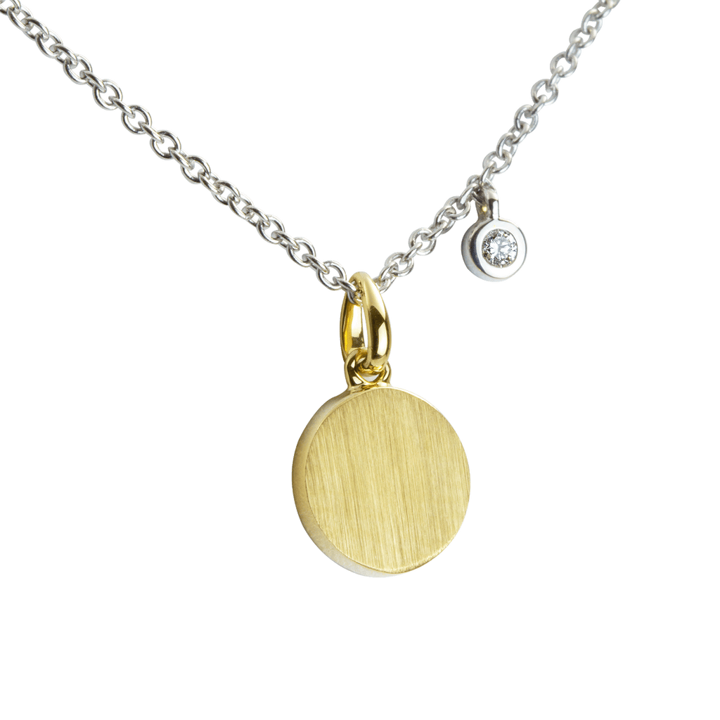 Collier 585 Weißgold mit 585 Gelbgold Anhänger und einem Brillanten