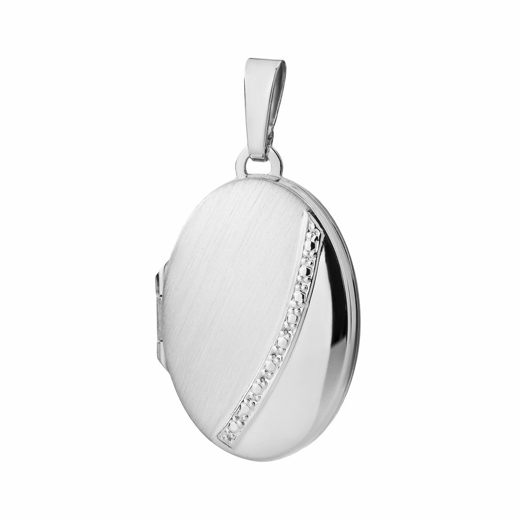 Basic Silber 925 Medaillon mit Muster und Gravur Oval